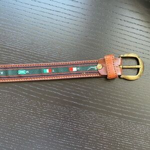 Italian Brown Leather Belt with Nautical Flags